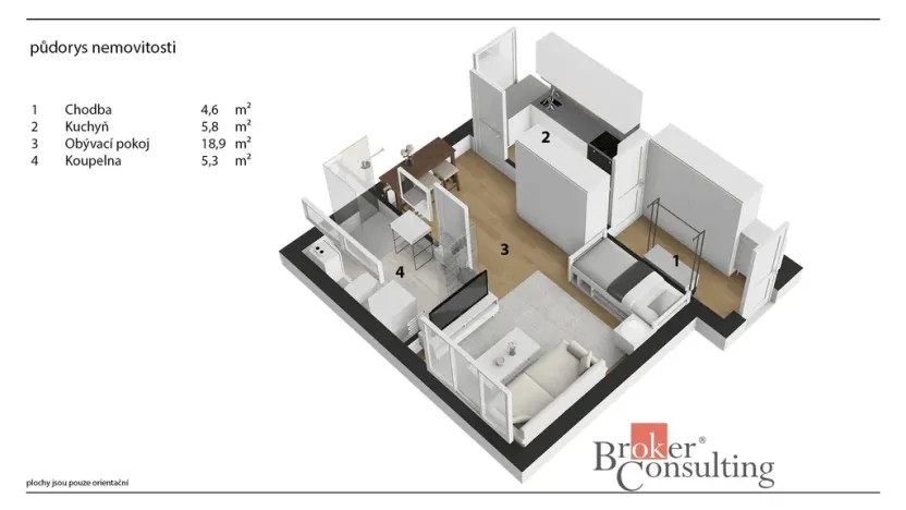 Pronájem bytu 1+kk, Žacléř, Rýchorské náměstí, 36 m2