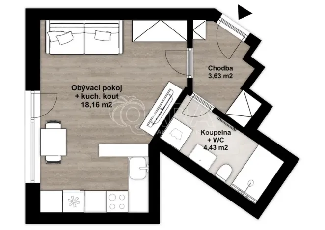 Pronájem bytu 1+kk, Praha - Stodůlky, Za Lužinami, 27 m2