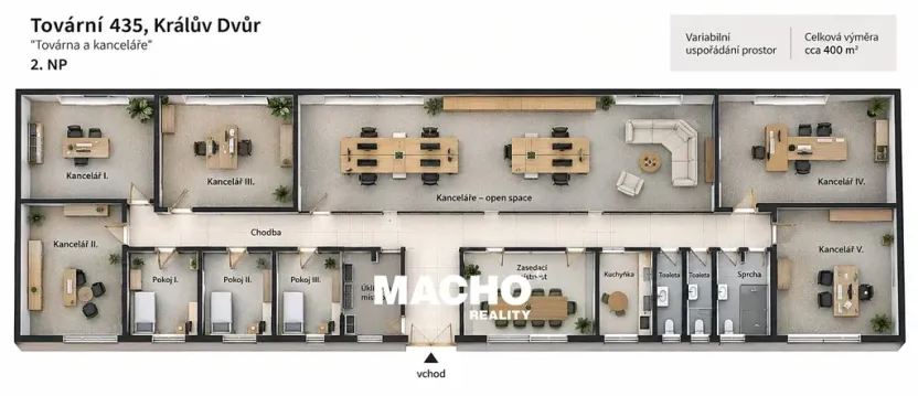 Pronájem kanceláře, Králův Dvůr, Tovární, 370 m2