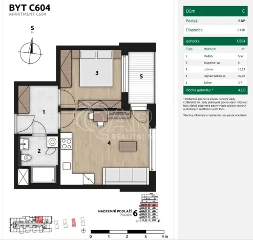 Pronájem bytu 2+kk, Praha - Hlubočepy, Fabiánové, 42 m2