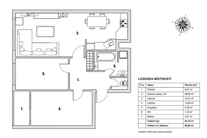 Pronájem bytu 3+kk, Praha - Petrovice, Rezlerova, 63 m2