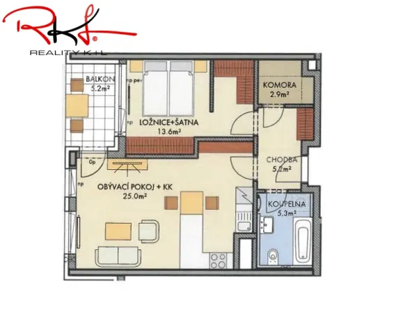 Pronájem bytu 2+kk, Praha, Stočesova, 54 m2