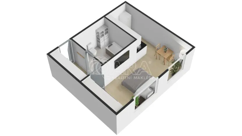 Pronájem bytu 1+kk, Praha - Řepy, Makovského, 36 m2
