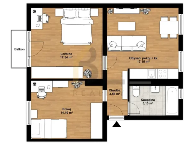Prodej bytu 3+kk, Hodonín, U Červených domků, 57 m2