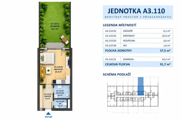 Pronájem ubytování, Brno, Komárovská, 38 m2
