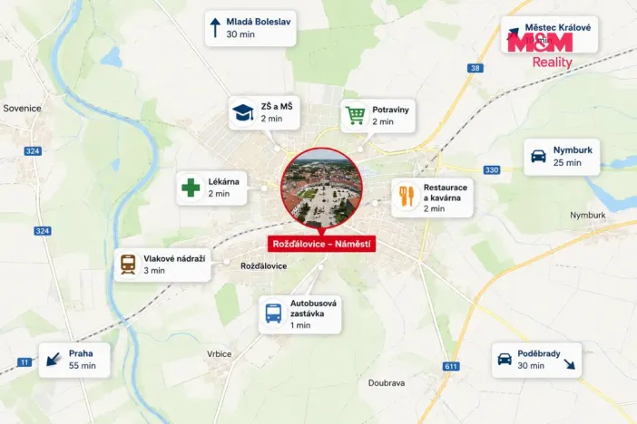 Prodej bytu 2+1, Rožďalovice, Náměstí, 61 m2