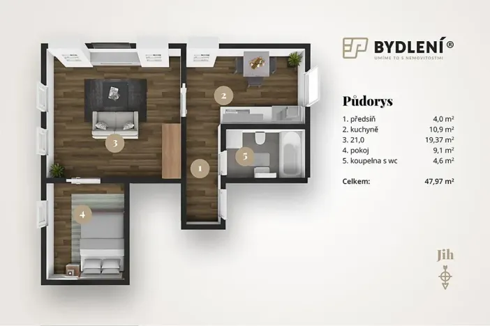 Pronájem bytu 2+1, Teplice, Havlíčkova, 59 m2