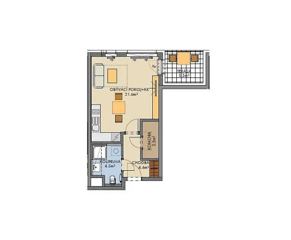 Prodej bytu 1+1, Praha - Ruzyně, 34 m2
