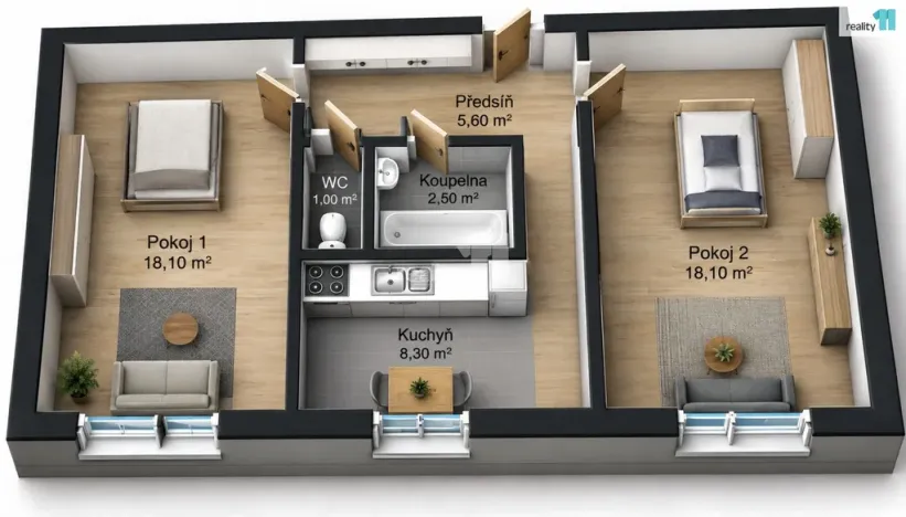 Prodej bytu 2+1, Ostrava - Přívoz, Arbesova, 54 m2