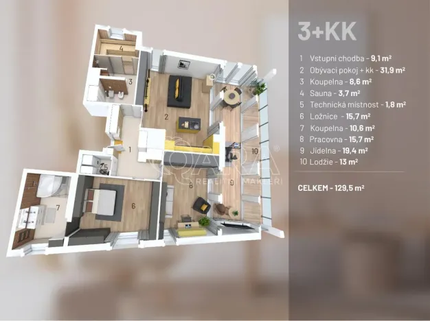 Prodej bytu 3+kk, Praha - Hlubočepy, Výhledová, 110 m2