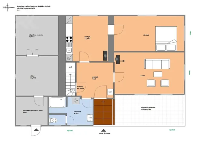 Pronájem rodinného domu, Pyšely, Na Návsi, 110 m2