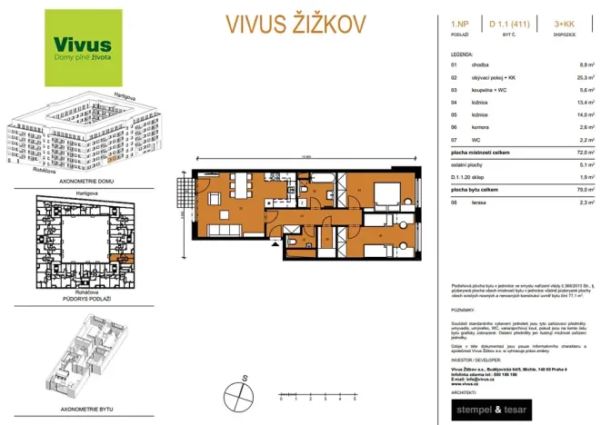 Prodej bytu 3+kk, Praha - Žižkov, Kaplířova, 79 m2