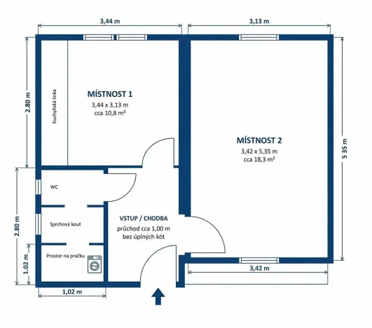 Pronájem bytu 2+kk, Štětí, U stadionu, 36 m2