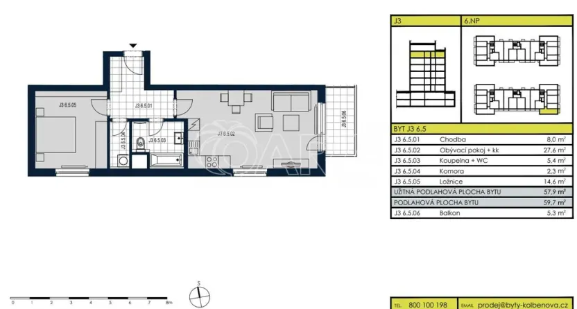 Pronájem bytu 2+kk, Praha - Vysočany, Moravcových, 60 m2