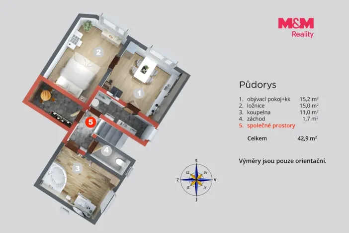 Prodej bytu 1+1, Povrly, Školní, 43 m2