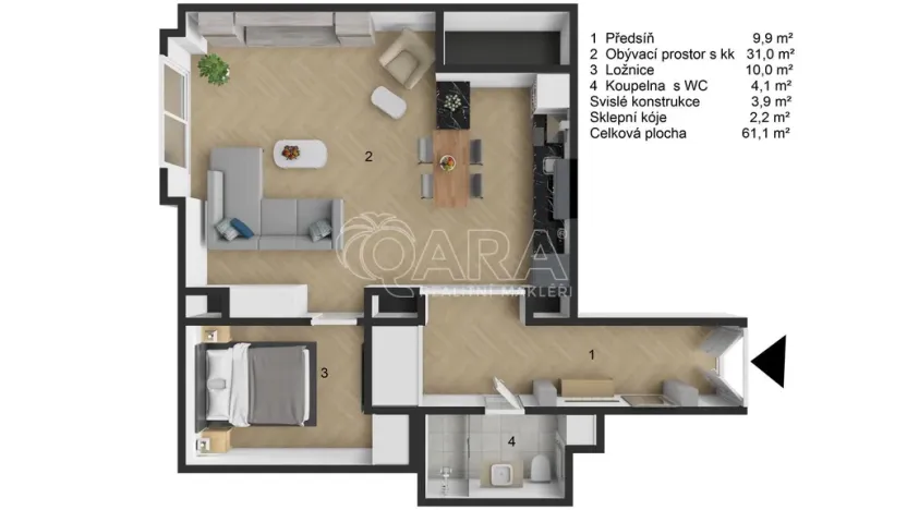 Prodej bytu 1+kk, Praha - Nové Město, Dlážděná, 61 m2