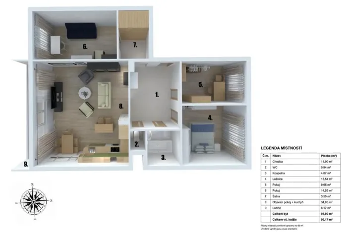 Prodej bytu 4+kk, Praha - Bohnice, Kostřínská, 103 m2