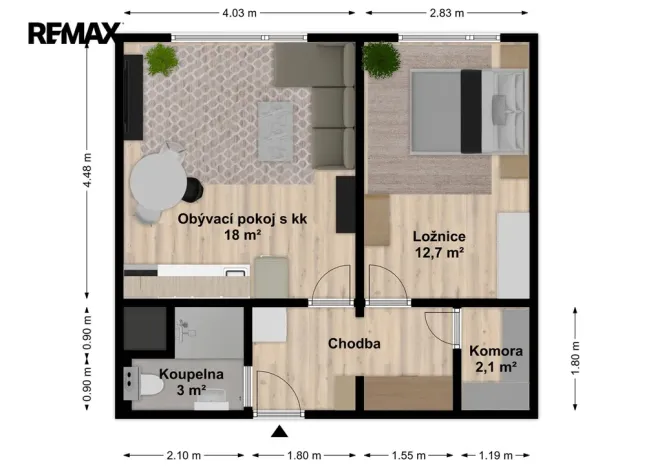 Prodej bytu 2+kk, Nový Bor - Arnultovice, Rumburských hrdinů, 43 m2
