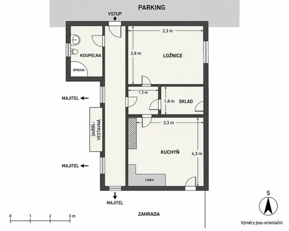 Pronájem bytu 2+kk, Postřižín, 38 m2
