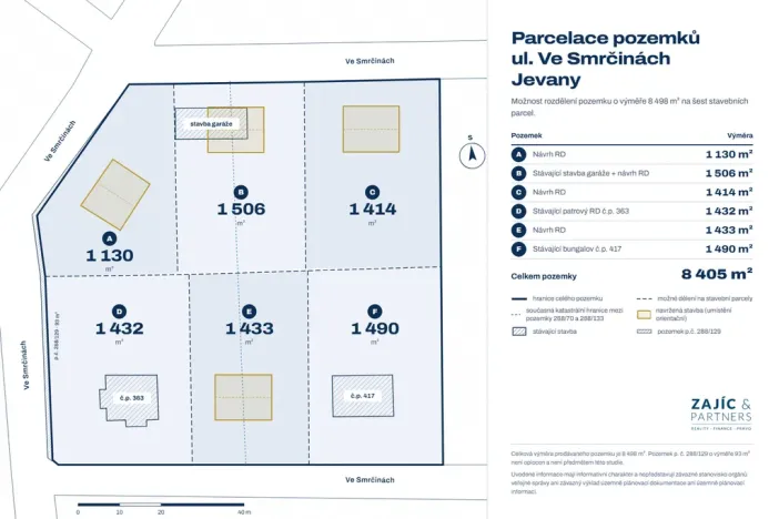 Prodej pozemku pro bydlení, Jevany, Ve Smrčinách, 8498 m2