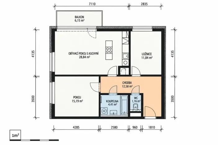 Prodej bytu 3+kk, Praha - Kamýk, Ve Lhotce, 85 m2