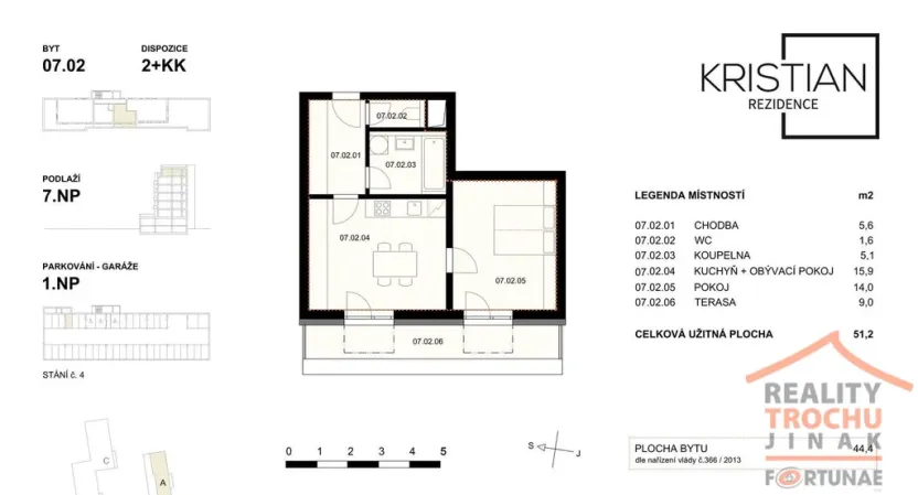 Pronájem bytu 2+kk, Hradec Králové, Pod Zámečkem, 44 m2