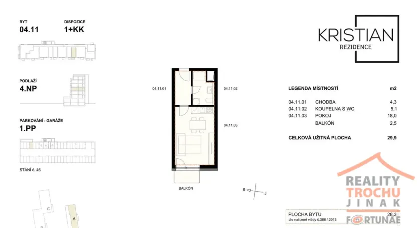 Pronájem bytu 1+kk, Hradec Králové, Pod Zámečkem, 27 m2
