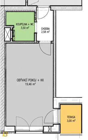 Prodej bytu 1+kk, Brno, Hluboček, 26 m2
