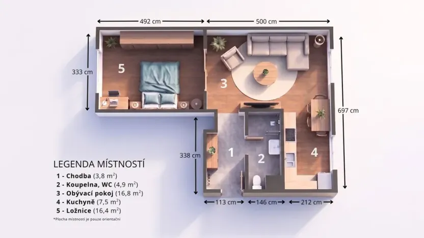 Pronájem bytu 2+kk, Most, Petra Jilemnického, 53 m2