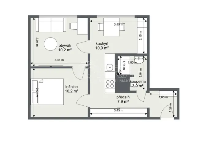 Prodej bytu 2+1, Strakonice - Strakonice II, Bezděkovská, 42 m2