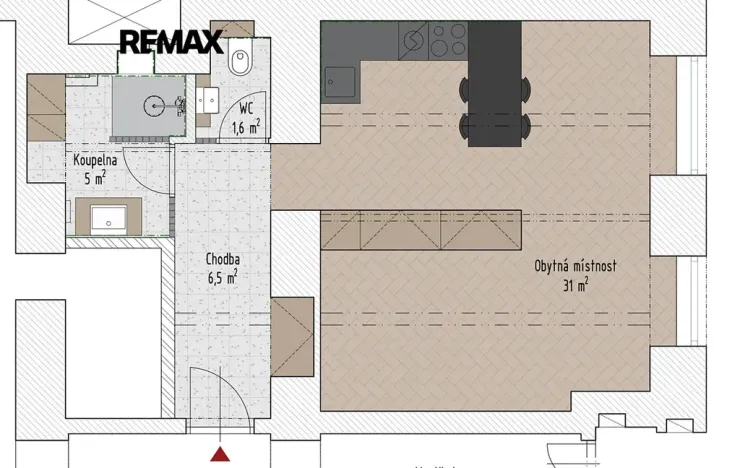Pronájem bytu 1+kk, Praha - Vršovice, Holandská, 45 m2