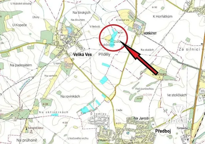 Prodej podílu pole, Veliká Ves, 3652 m2