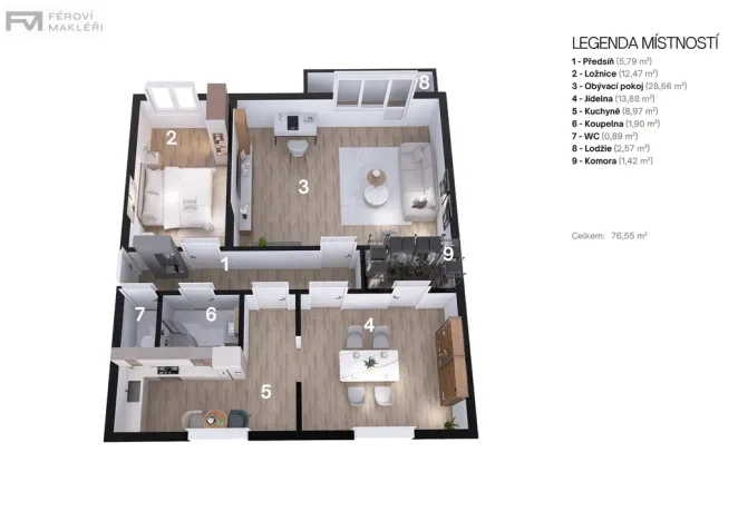 Prodej bytu 3+1, Ostrava, Krakovská, 75 m2