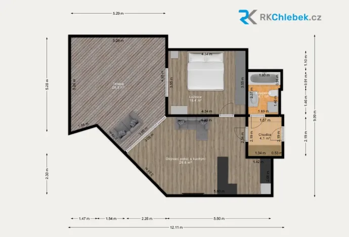 Pronájem bytu 2+kk, Ostrava - Moravská Ostrava, Blahoslavova, 78 m2