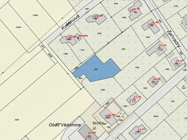 Prodej pozemku pro bydlení, Vědomice, 1002 m2