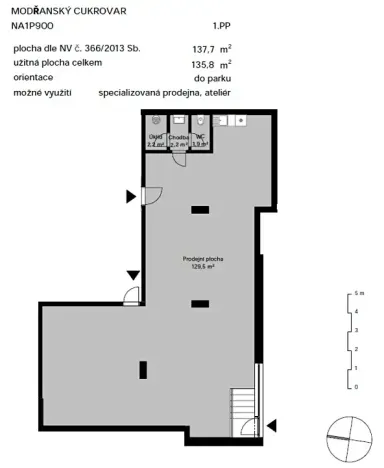 Prodej obchodního prostoru, Praha - Modřany, Kolmanova, 135 m2