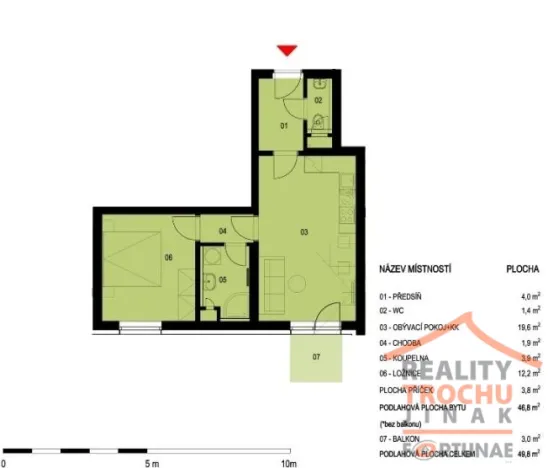 Pronájem bytu 2+kk, Hradec Králové, Jana Masaryka, 47 m2