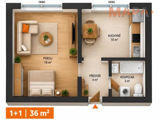 Prodej bytu 1+1, Chomutov, Zahradní, 35 m2