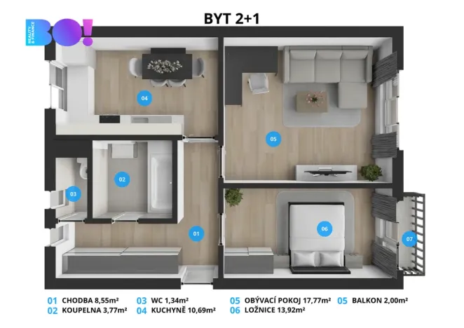 Prodej bytu 2+1, Frenštát pod Radhoštěm, Školská čtvrť, 53 m2