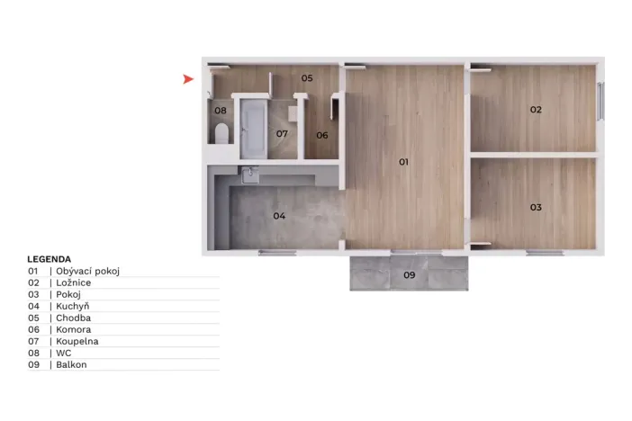 Prodej bytu 3+1, Nehvizdy, Gabčíkova, 69 m2