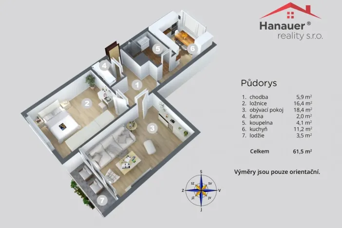 Prodej bytu 2+1, Ústí nad Labem - Severní Terasa, Rabasova, 62 m2