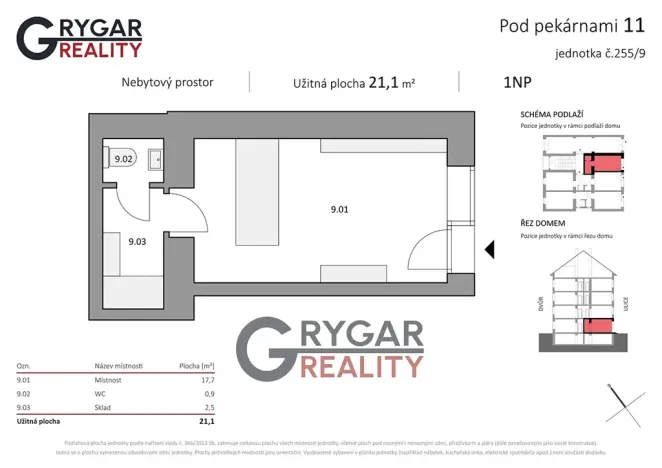 Prodej obchodního prostoru, Praha - Vysočany, Pod pekárnami, 21 m2