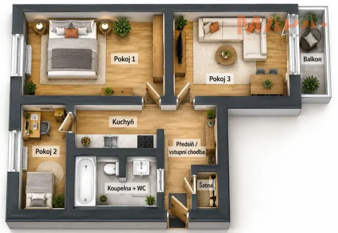 Prodej bytu 3+1, Jirkov, Krušnohorská, 63 m2