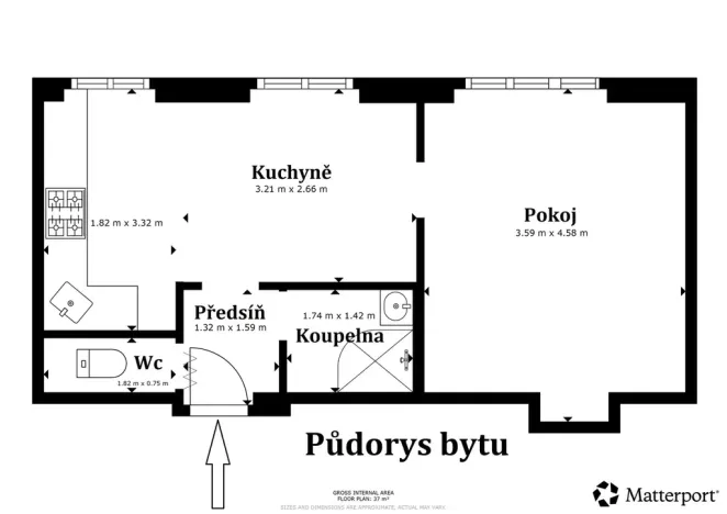 Pronájem bytu 2+kk, Tmaň, Sídliště, 38 m2