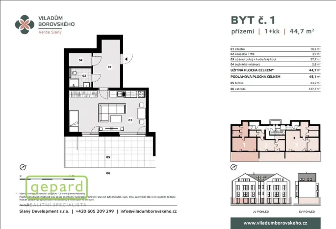 Pronájem bytu 1+kk, Slaný - Kvíček, K. H. Borovského, 45 m2