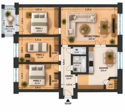Prodej bytu 4+1, Zábřeh, Krumpach, 84 m2