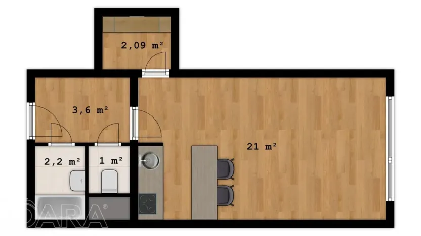 Prodej bytu 1+kk, Praha - Chodov, Klapálkova, 30 m2
