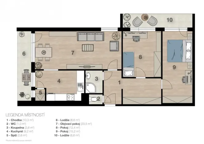 Prodej bytu 3+1, Praha - Vršovice, Uzbecká, 70 m2