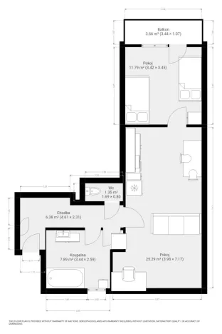 Pronájem bytu 2+kk, Brno - Bystrc, Černého, 53 m2