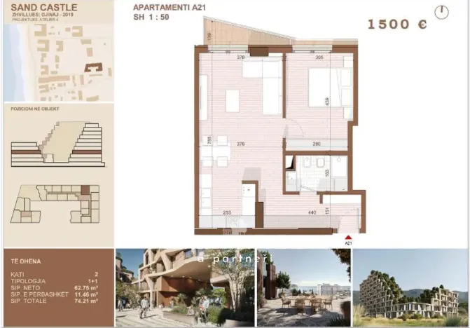 Prodej bytu 2+kk, Shengjin, Albánie, 39 m2